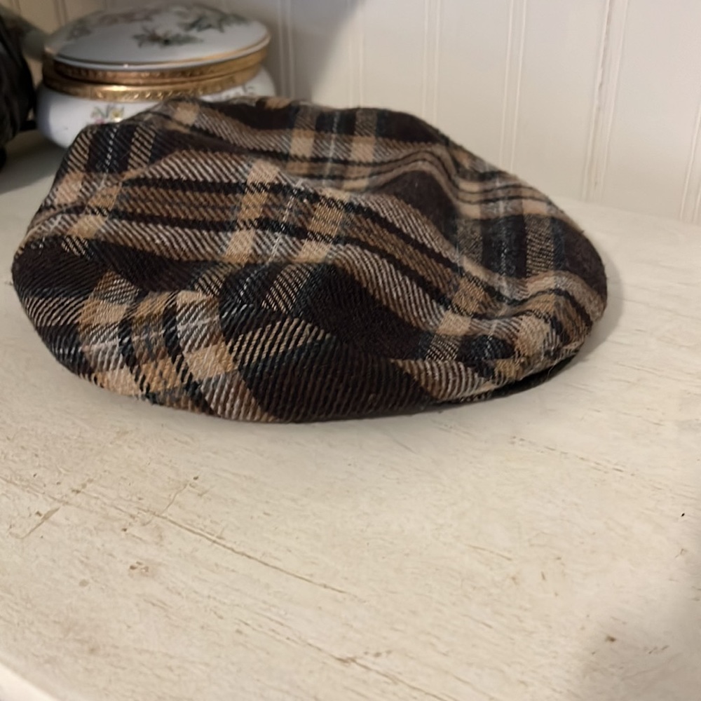 Borsalino wool blend cabbie hat plaid
